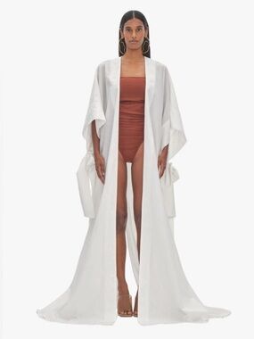 Andrea Iyamah White Flowing Kimono Cover-Up